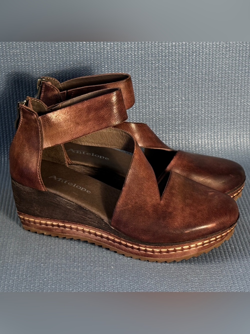 Antelope Trianna Wedge Clogs Coffee Brown Sandals Women’s Size 8 US 39 EU